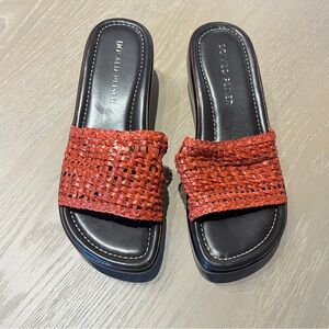Donald Pliner Linzey Sandal Womens Size 8 Woven Platform in Persimmon Brown Rust